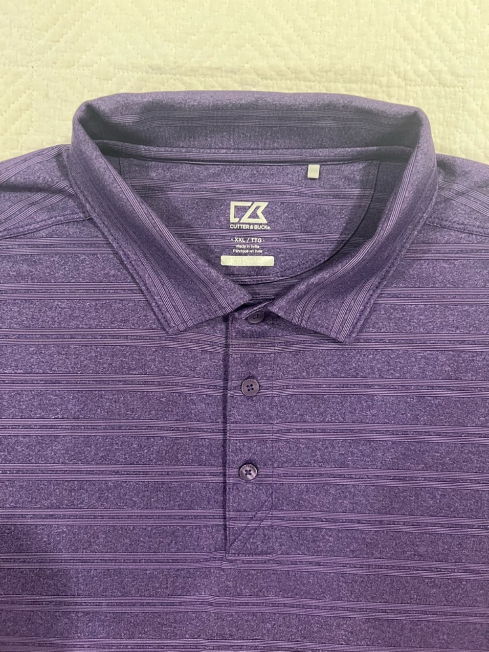 Cutter & Buck Men's Heathered Purple Striped Polo